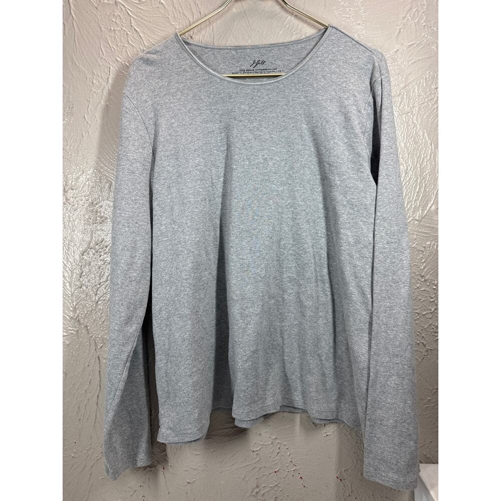 J.Jill Women's Long Sleeve Compassion Tee‎ Gray Round Neck Stretch Size XL